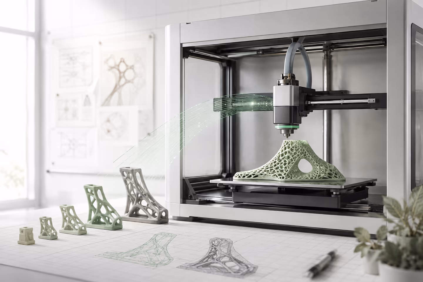 Editorial visualization of additive manufacturing turning geometry into matter