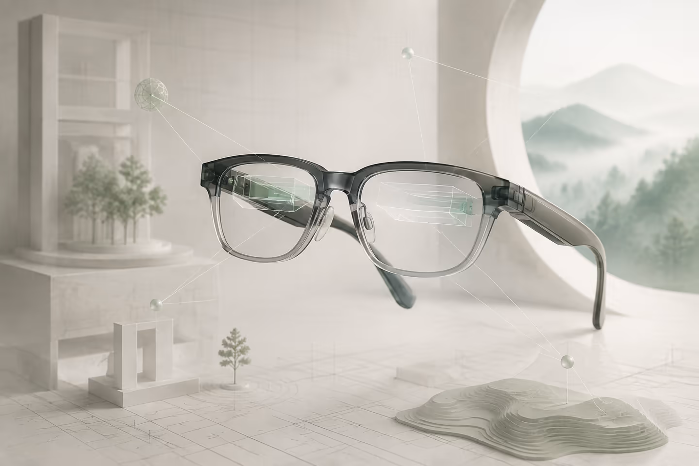 Editorial visualization of intelligent glasses and environmental context